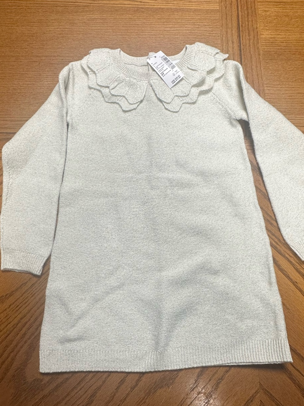 NWT The Children's Place Cream Knit Ruffle Collar Dress